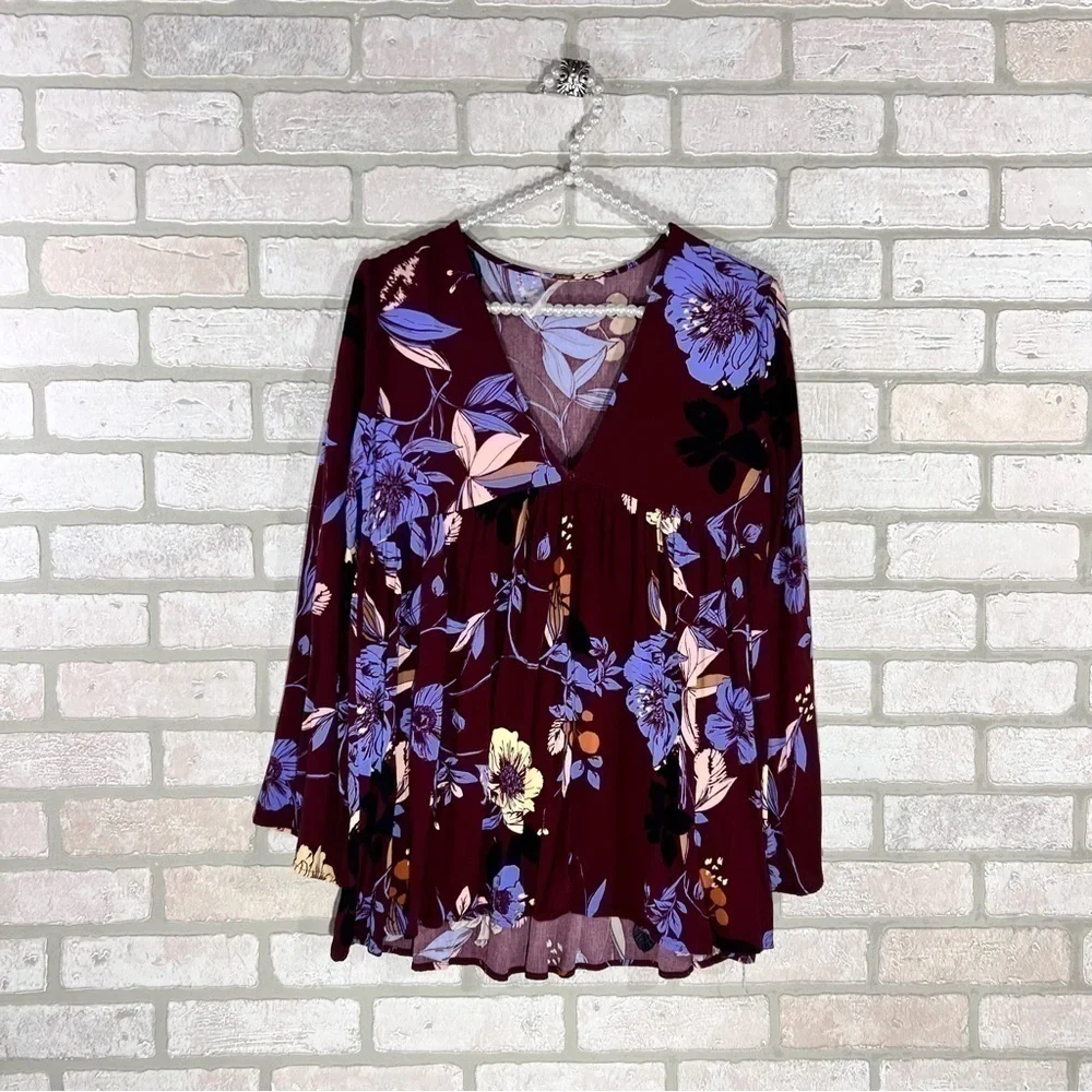 Free People Bella Floral Print Tunic Top Size S